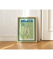 Alkol posteri, Minimalist Mojito, Mutfak Bar Dekoru, Yeşil Kokteyl Posteri