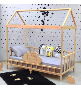 Markaawm Kitty Montessori Yatak Çocuk Karyola Doğal Ahşap Yatak 100X200 (Karışık)