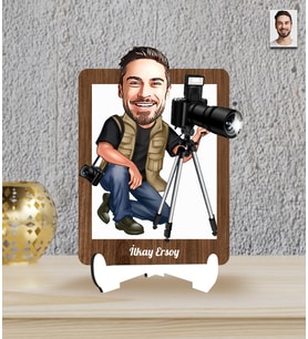 Kişiye Özel Fotoğrafçı Temalı Karikatür Ahşap Biblo