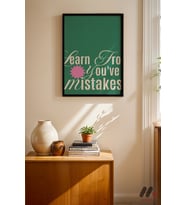 Learn From Mistakes Tipografi, Siyah Çerçeveli Duvar Tablosu - Modern Ev Dekorasyonu