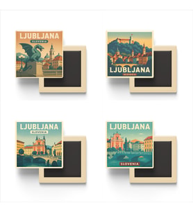 Ljubljana Slovenya - 4 adet - 9x9 cm Buzdolap Magneti