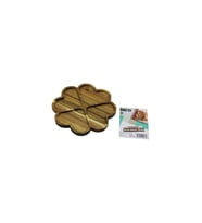 AKASYA YUVARLAK  4 KALP BÖLMELİ  AHŞAP SERVİS SUNUM TEPSİ - TAHTASI  21 X 1.4CM (5343)