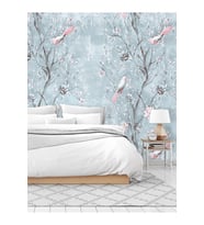 Dreamwall Vintage Ağaç Ve Kuş Desen Silinebilir Sağlıklı Tekstil Duvar Kağıdı (Çok Renkli)