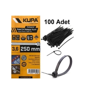Kupa Plastik Cırt Kelepçe Siyah 3.6 X 250 Mm. - 100 Adet
