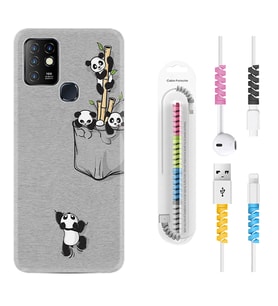 INFINIX Hot 8 9 10 11S Hot 10 Play 10T Kılıf Kablo Koruma Spiral Silikon Pandalar 1798