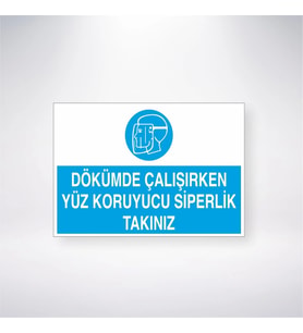 Dökümde Çalışırken Yüz Koruyucu Siperlik Tak 21x35 Arkası Yapışkanlı Levha