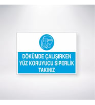 Dökümde Çalışırken Yüz Koruyucu Siperlik Tak 21x35 Arkası Yapışkanlı Levha