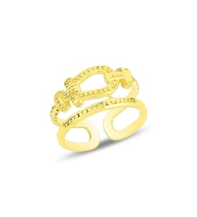 Gümüş altın yaldızlı kemer modeli ayarlamalı yüzük SGTL11824GOLD (Rose)
