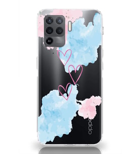 Oppo Reno 5 Lite Uyumlu Kalp Desenli Şeffaf Telefon Kılıfı