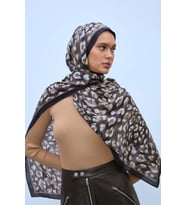 Silk Home Eco Viscose Leopar Desen  Şal 6001 (SIYAH-GRI-SIYAH)