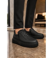 Dlob Erkek Bağcıklı Cilt Günlük Casual Spor Sneaker Ayakkabı - Beyaz