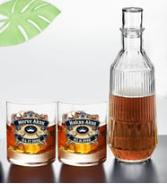 BK Gift Kişiye Özel İsimli DTF Chivas Tasarımlı İkili Viski Kadehi ve Karaf Seti-1, Arkadaşa Hediye, Sevgiliye Hediye