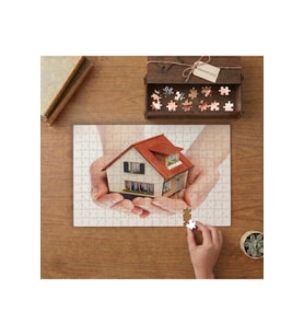 Maket Ev - Gayrimenkul - Konut Tasarımı 240 parça Ahşap Puzzle Ahşap Kutuda MP01499