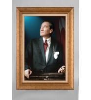 Altın Varaklı Paspartulu Çerçeveli Atatürk Tablo nt1289