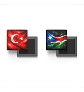 Buzdolap Magnetleri - Güney Sudan Bayrağı ve Türk Bayrağı - 2'li Set Magneti