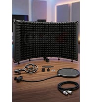 Midex PF-43PS Mikrofon Ses Yalıtım Paneli 5 Bölümlü Ayaklı 69x26cm (Filtre Sünger Shock Mount Kablo Hediye)