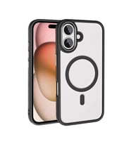 Apple iPhone 16 Uyumlu Kılıf Wireless Şarj Özellikli Zore Krom M-safe Silikon Kapak (Siyah)
