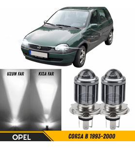 Opel Corsa B 1993-2000 Mercekli Far Ampulü Led Xenon Beyaz Şimşek Etkili CSP Led Lamba Uzun Kısa