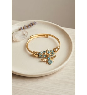 Mavi Arı Model Gold Renk Charm Bileklik
