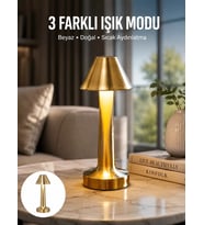 Kablosuz LED Masa Lambası 1800mAh 3 Renk Aydınlatma Dokunmatik Yeni Nesil