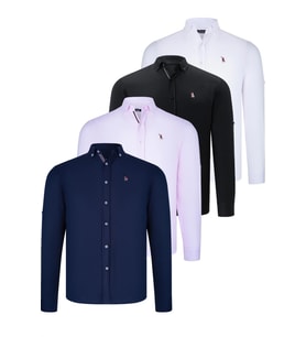 DÖRTLÜ SET G674 DEWBERRY ERKEK GÖMLEK-SİYAH-BEYAZ-LACİVERT-PEMBE (Karışık)
