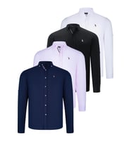 DÖRTLÜ SET G674 DEWBERRY ERKEK GÖMLEK-SİYAH-BEYAZ-LACİVERT-PEMBE (Karışık)