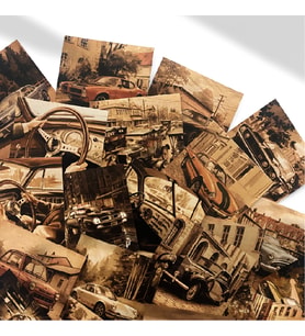 Retro Vintage Arabalar – 25’li Pul Sticker Seti  Scrapbooking ve Journal, Ajanda Çıkartmaları (Çok Renkli)