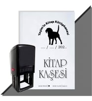 Kişiye Özel Köpek Silüet 9 Tarihli Otomatik Kitap Kaşesi (Siyah)