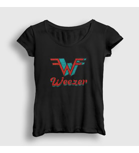 Presmono Kadın Siyah Logo Müzik Weezer T-Shirt 511063tt