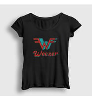 Presmono Kadın Siyah Logo Müzik Weezer T-Shirt 511063tt