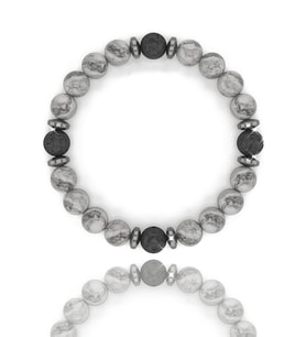 Aşk Nazar Huzur Doğal Taş Bileklik (zebra Jasper Lav Taşı) (Çok Renkli)