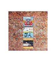 Nostaljik Motor Otomobil Baskılı 14x14 Cm 3 Parça