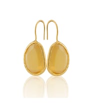 Kadir Jewellery 22 Ayar Altın Kaplama Fosil Taşlı Küpe -El İşçiliği Ve Hipoalerjenik Küpe