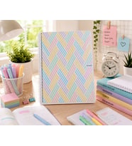 Studi A4 160 Yaprak Çizgili Spiralli Defter – Pastel Geometrik Desenli Okul Ders Not Defteri