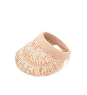 Kadın Hasır Saçaklı Boho Vizör Şapka Pembe SS24
