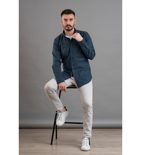 DORSS DESENLİ SLİMFİT KIŞLIK ERKEK GÖMLEK (Lacivert)