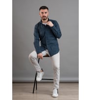 DORSS DESENLİ SLİMFİT KIŞLIK ERKEK GÖMLEK (Lacivert)
