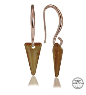 Swarovski Crystal Taşlı Gümüş Sarı Taşlı Üçgen Sallantılı Kadın Küpe