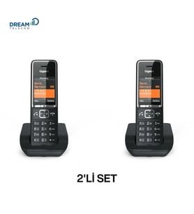 Gigaset Comfort 550 Siyah DECT Telefon 2'li Set – Büyük Renkli Ekranlı Kablosuz Ev ve Ofis Telefonu