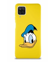 Samsung Galaxy A12 Soft Premier Kapak Donald Duck-B Tasarımlı Silikon Kılıf - Sarı (Şeffaf)