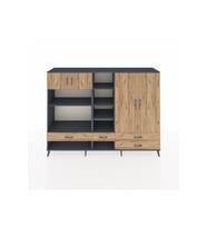 Hyperion Dolap 12 Raflı 4 Çekmeceli 4 Kapaklı 220x44x163 Antrasit-Çam