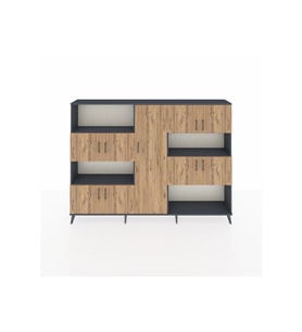 Arges Dolap 10 Raflı 9 Kapaklı 220x30x163 Antrasit-Çam/Antrasit