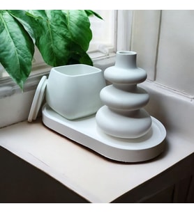STONELANDER DEKORATİF STANDLI KAPAKLI KUTU TAKI SAKLAMA ALANI ORGANİZER, MODERN SPİRAL VAZO SET DOĞUM GÜNÜ HEDİYESİ, ÖZEL GÜN HEDİYESİ, HEDİYELİK EŞYA (Beyaz)
