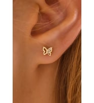 MOOM MÜCEVHERAT 14 Ayar Altın Tragus Küpe Kelebek Vidalı