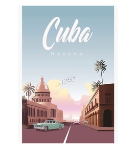 Havana Küba Retro Tavel Afiş Tablo Ahşap Poster Dekoratif