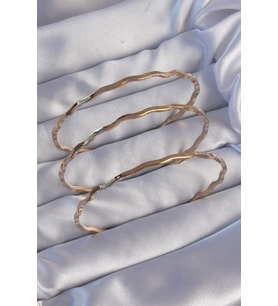 316L Çelik Gold Renk Dalgalı Model Bilezik Seti - TJ-BB6177