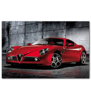 Cakatablo Kırmızı Renk Alfa Romeo 8C Competizione Araba, MDF Tablo