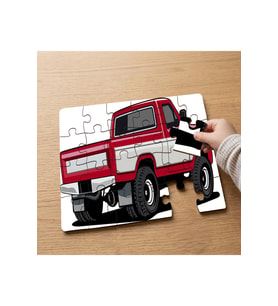 Kırmızı Kamyonet Tasarımlı 24 Parça Ahşap Çocuk Puzzle MPK0895