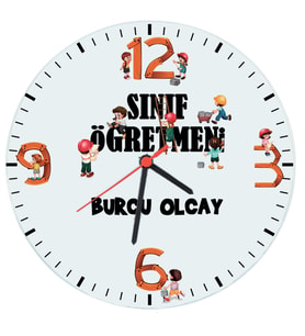 Biresimden Sınıf Öğretmenine Hediye İsimli Cam Duvar Saati