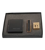 Kişiye ve İsme Özel Siyah Metal Tabaka ve Usb Şarjlı Çakmak Seti
